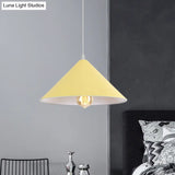 Metallic Macaron Style Pendant Light Fixture For Coffee Shops With Conic Shade Single Bulb In