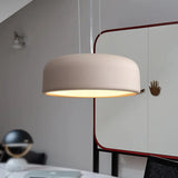 Metallic Restaurant Pendant Light Fixture - Khaki/Black Drum Shade With Macaron Style 1 Bulb