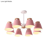 Metallic Macaron Trifle Chandelier: Elegant Cup Shaped Pendant Light For Dining Room Ceiling With