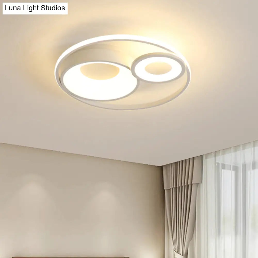 Metallic Nordic Led Flush Mount Ceiling Light - 3 Circles 16’/19.5’ Wide Warm/White (Black/White)
