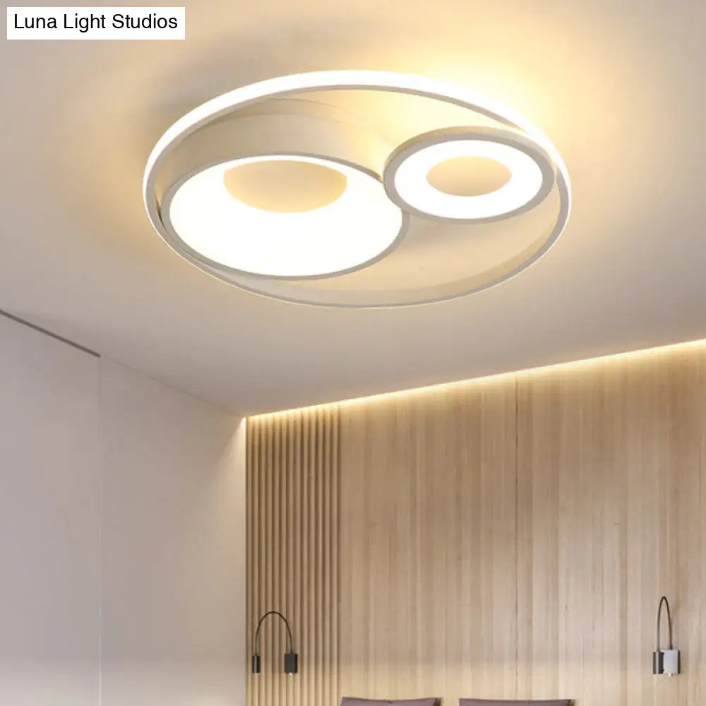 Metallic Nordic Led Flush Mount Ceiling Light - 3 Circles 16’/19.5’ Wide Warm/White (Black/White)