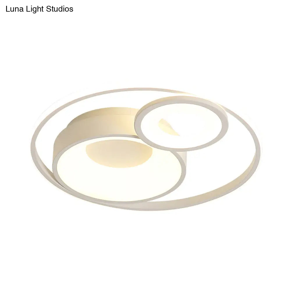 Metallic Nordic Led Flush Mount Ceiling Light - 3 Circles 16’/19.5’ Wide Warm/White (Black/White)
