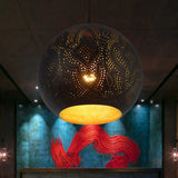 Metallic Pendulum Art Deco Etched Sphere Lamp Kit - 5/8 Width Black / 8