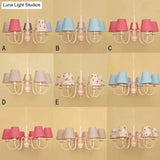 Metallic Pink Finish Chandelier With Tapered Shade - Nursing Room And Kids Suspension Light
