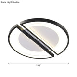 Metallic Round Slim Ceiling Light With Simple Black Design And Led Flush Mount - Warm/White Option