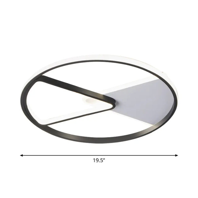 Metallic Round Slim Ceiling Light With Simple Black Design And Led Flush Mount - Warm/White Option