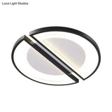 Metallic Round Slim Ceiling Light With Simple Black Design And Led Flush Mount - Warm/White Option