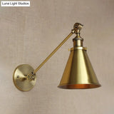 Metallic Vintage Brass Wall Sconce With Tapered Shade - Indoor Lighting (8/12 Diameter)
