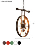 Art Deco Metallic Wheel Chandelier With 6 Lights - White/Black/Rust Pendant Ceiling Light Perfect