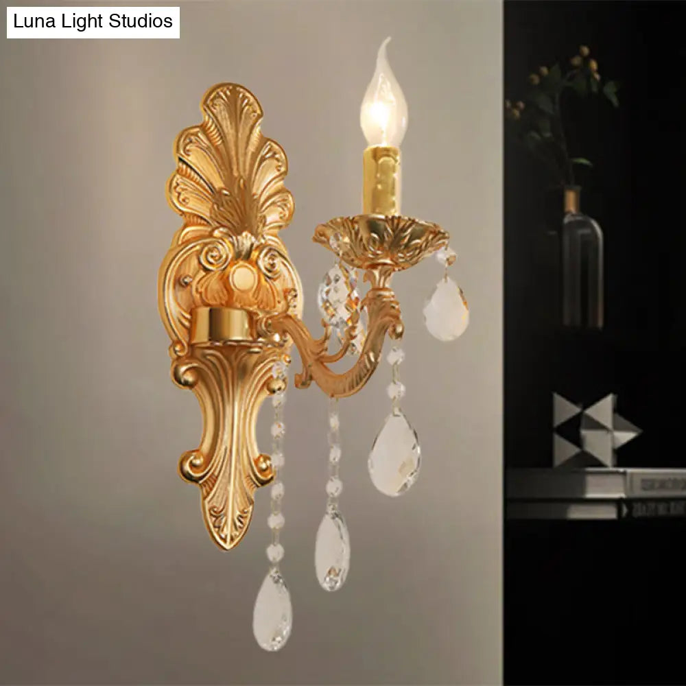 Mid Century Gold Finish Wall Mount Candelabra Lamp