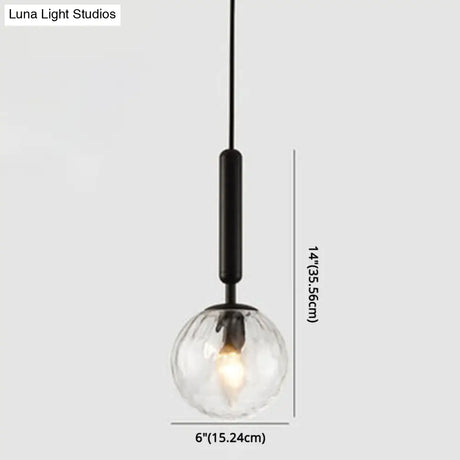 Mid-Century Hanging Glass Lamp With Globe Design - 1 Light Pendant For Bedroom
