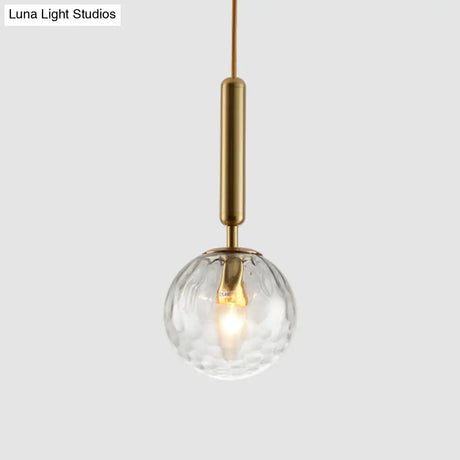 Mid-Century Hanging Glass Lamp With Globe Design - 1 Light Pendant For Bedroom