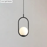 Mid-Century Modern White Glass Hanging Pendant Light For Bedroom - 1-Light Fixture