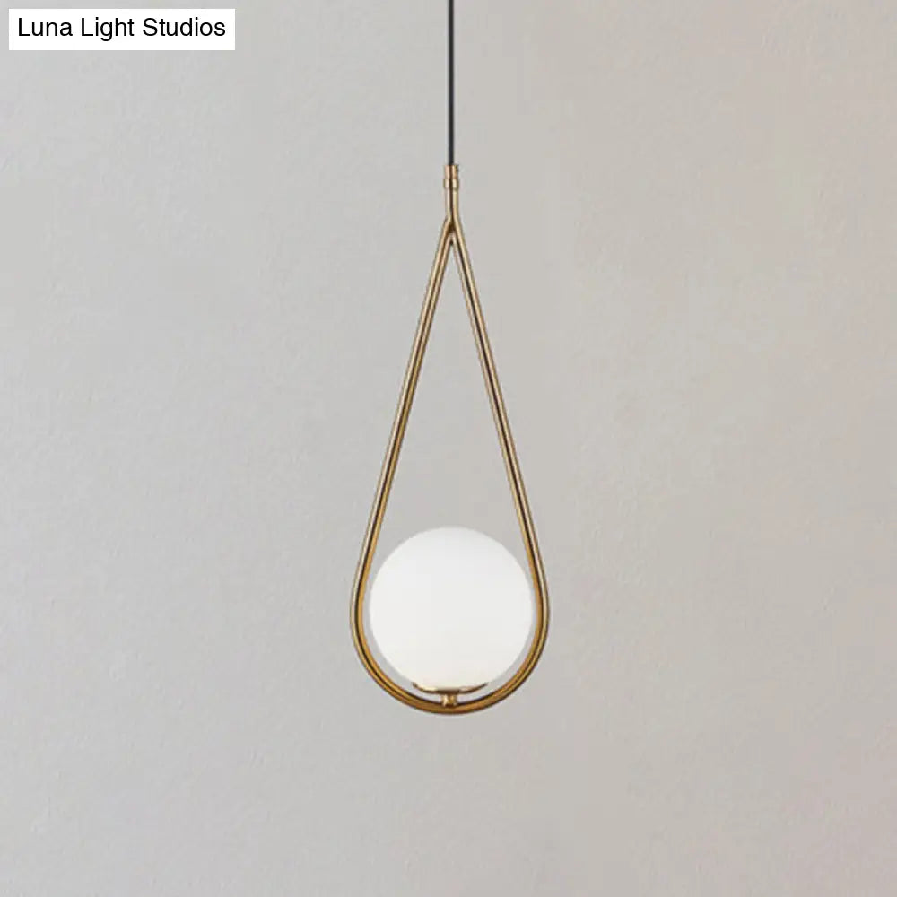 Mid-Century Modern White Glass Hanging Pendant Light For Bedroom - 1-Light Fixture