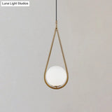 Mid-Century Modern White Glass Hanging Pendant Light For Bedroom - 1-Light Fixture