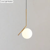 Mid-Century Modern White Glass Hanging Pendant Light For Bedroom - 1-Light Fixture