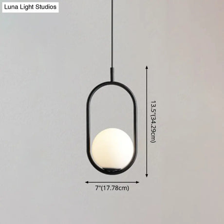 Mid-Century Modern White Glass Hanging Pendant Light For Bedroom - 1-Light Fixture