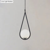 Mid-Century Modern White Glass Hanging Pendant Light For Bedroom - 1-Light Fixture