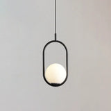 Mid-Century Modern White Glass Hanging Pendant Light For Bedroom - 1-Light Fixture Black / Oval