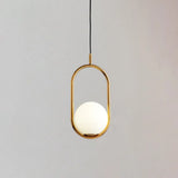 Mid-Century Modern White Glass Hanging Pendant Light For Bedroom - 1-Light Fixture Gold / Oval