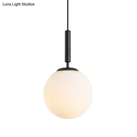 Mid-Century Modern White Glass Sphere Pendant Lighting - Ideal For Restaurants