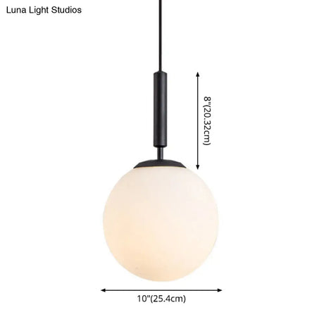 Mid-Century Modern White Glass Sphere Pendant Lighting - Ideal For Restaurants