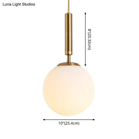Mid-Century Modern White Glass Sphere Pendant Lighting - Ideal For Restaurants