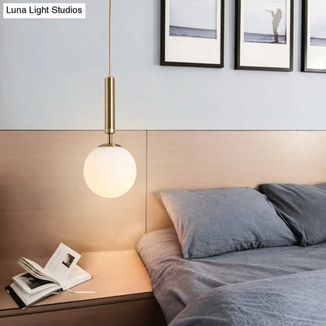 Mid-Century Modern White Glass Sphere Pendant Lighting - Ideal For Restaurants