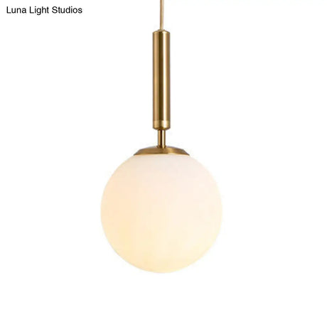 Mid-Century Modern White Glass Sphere Pendant Lighting - Ideal For Restaurants