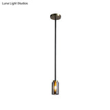 Mid Century Single Pendant: Smoke Grey Glass In Black Suspension Small Bottle Style