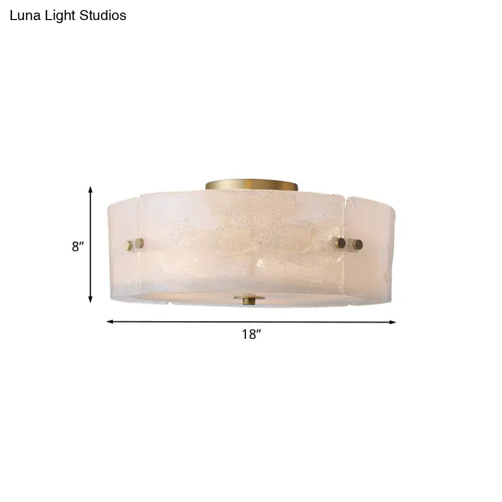 Mid Century White Glass Flush Mount Ceiling Light With 4 - Bulb Circle Design