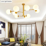 Milk Glass Ball Chandelier With Hand-Blown Simplicity For Living Room Lighting