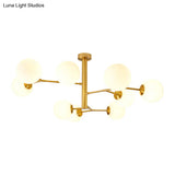 Milk Glass Ball Chandelier With Hand-Blown Simplicity For Living Room Lighting