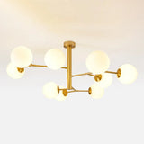 Milk Glass Ball Chandelier With Hand-Blown Simplicity For Living Room Lighting 9 / Gold