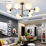 Milk Glass Ball Chandelier With Hand-Blown Simplicity For Living Room Lighting