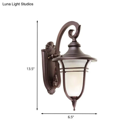 Milk Glass Coffee Sconce Lamp: Countryside Wall Mounted Light Fixture For Courtyard