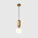 Milky Glass Ball Pendant Lamp - Simplicity 1-Bulb Fixture For Living Room Lighting Gold / 6.5’