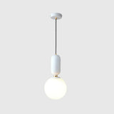 Milky Glass Ball Pendant Lamp - Simplicity 1-Bulb Fixture For Living Room Lighting White / 10’