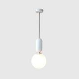 Milky Glass Ball Pendant Lamp - Simplicity 1-Bulb Fixture For Living Room Lighting White / 8’