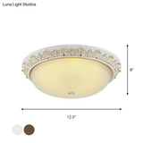 Milky Glass Ceiling Mount With White/Golden Bronze Flush Light And 2 - Bulbs For Countryside Homes