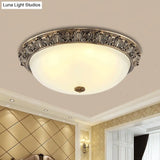 Milky Glass Ceiling Mount With White/Golden Bronze Flush Light And 2 - Bulbs For Countryside Homes
