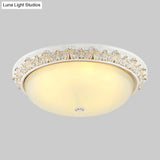 Milky Glass Ceiling Mount With White/Golden Bronze Flush Light And 2 - Bulbs For Countryside Homes
