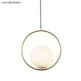 Milky Glass Kitchen Pendant Light- Modern Single-Bulb Hanging Ceiling Fixture