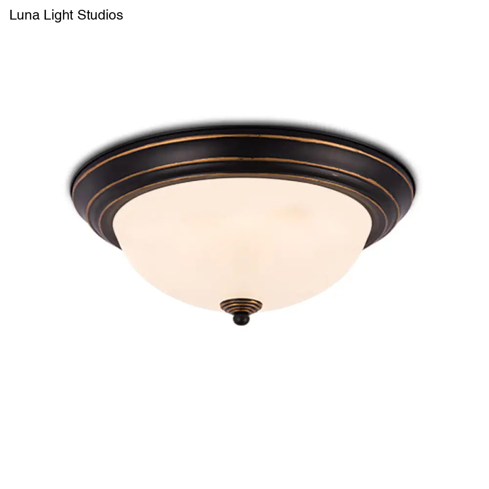 Milky Glass Led Flush Mount Ceiling Light Black For Study 13’/15’ W