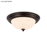 Milky Glass Led Flush Mount Ceiling Light Black For Study 13’/15’ W