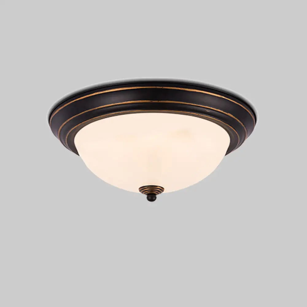 Milky Glass Led Flush Mount Ceiling Light Black For Study 13/15 W