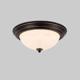 Milky Glass Led Flush Mount Ceiling Light Black For Study 13/15 W