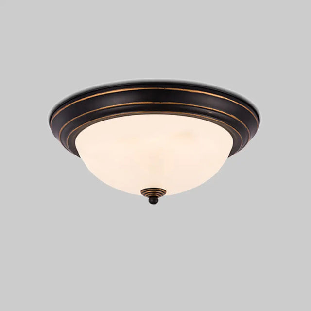 Milky Glass Led Flush Mount Ceiling Light Black For Study 13/15 W