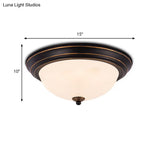 Milky Glass Led Flush Mount Ceiling Light Black For Study 13’/15’ W