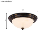 Milky Glass Led Flush Mount Ceiling Light Black For Study 13’/15’ W